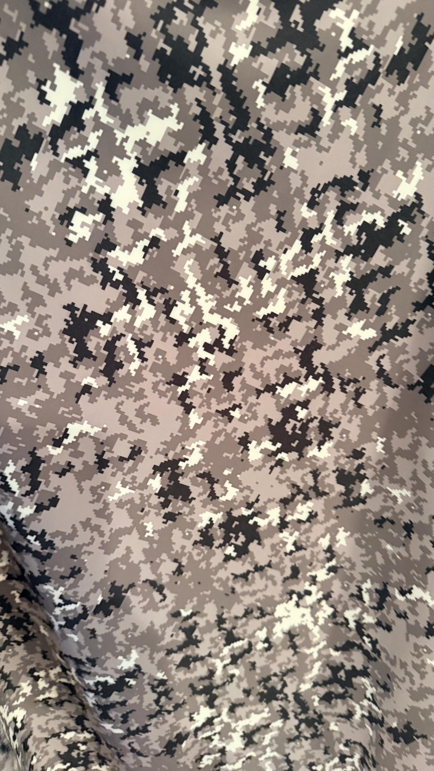 Pixel Camouflage Digital design on nylon spandex print 4way Stretch 58/60" Sold by the yd. Ships worldwide from Los Angeles California USA.