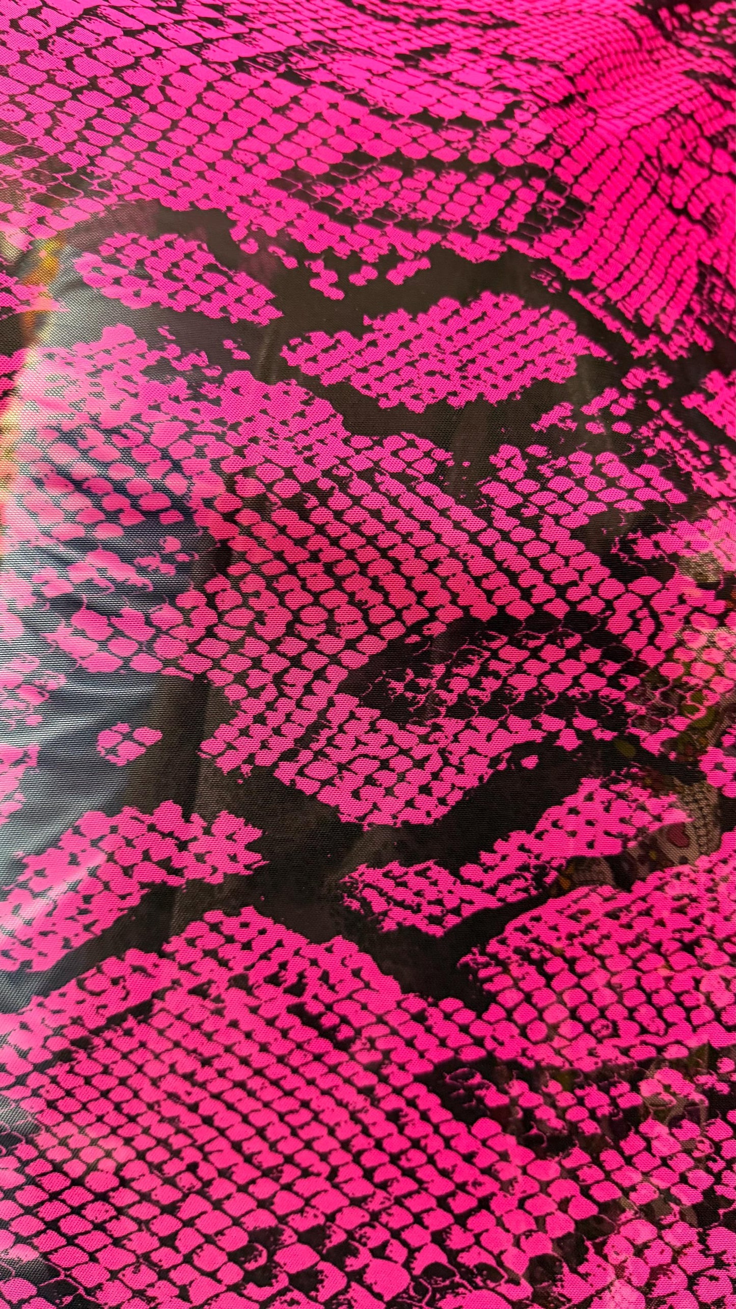 New Skin Snake design print on stretch power mesh 4-way stretch 58/60" Sold by the YD. Ships worldwide from Los Ángeles California USA.