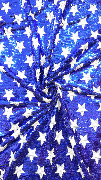 New Freedom stars design shiny sequins embroidered on spandex base 4-way 55/57” Sold by the YD. Ships Worldwide from Los Angeles California