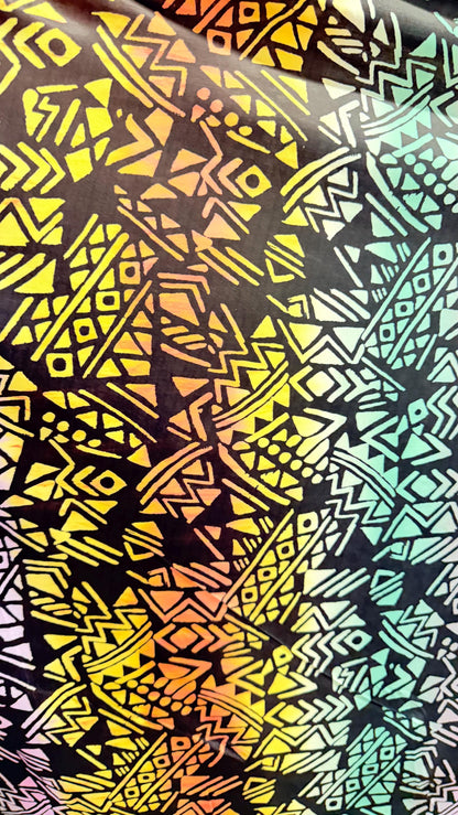 NEW African Abstract design Black Multicolor print on nylon spandex 4-way stretch 58/60” Sold by the YD. Ships Worldwide from Los Angeles CA