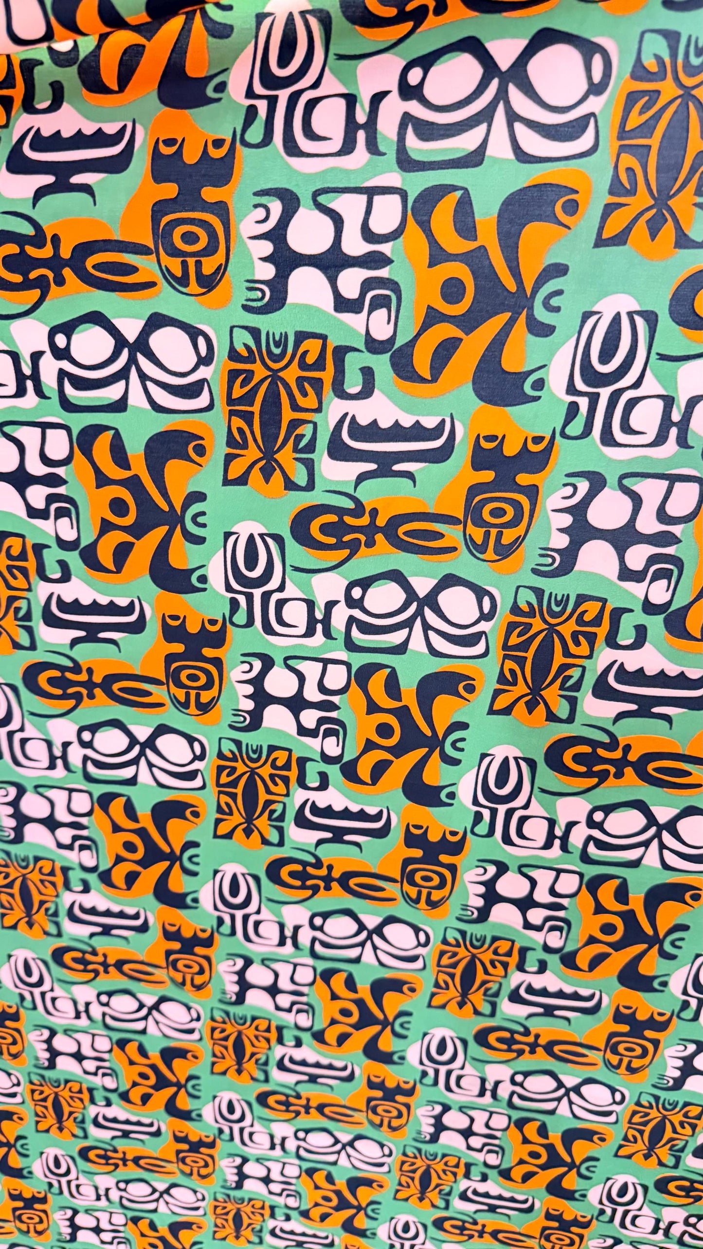 NEW African Abstract design Green Multicolor print on nylon spandex 4-way stretch 58/60” Sold by the YD. Ships Worldwide from Los Angeles CA