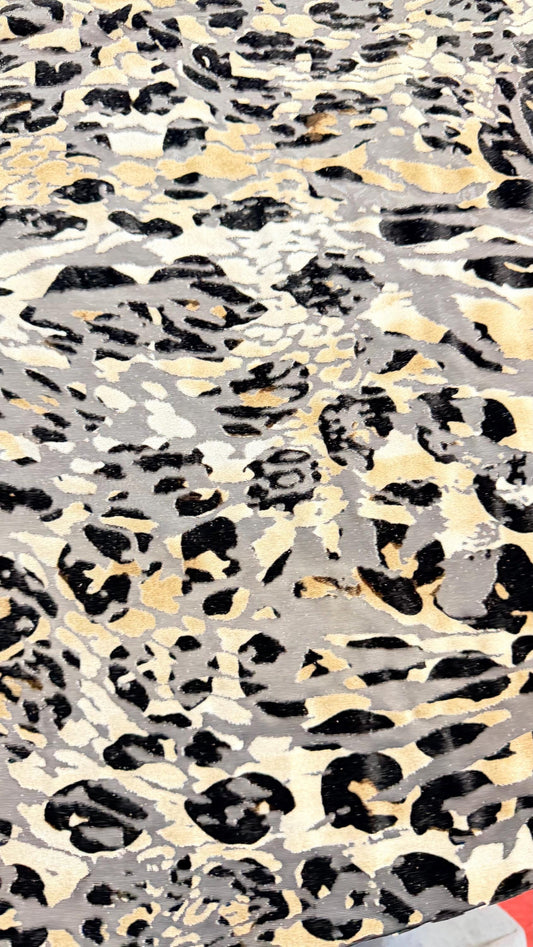 New Burnout velvet exotic leopard design Taupe/Black 4-way stretch 58/60” Sold by the YD. Ships Worldwide from Los Angeles California USA