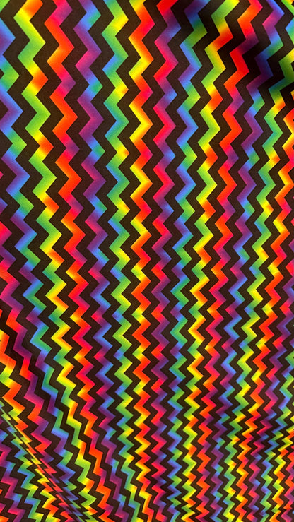 New Rainbow abstract chevron design on nylon spandex 4way Stretch 58/60" Sold by the YD. Ships worldwide from Los Ángeles California USA.