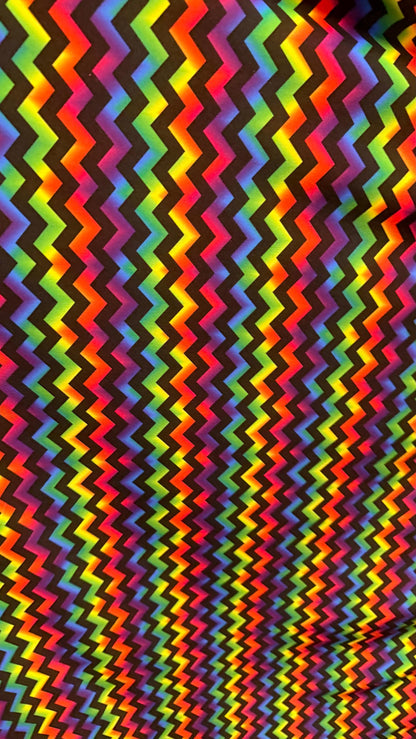 New Rainbow abstract chevron design on nylon spandex 4way Stretch 58/60" Sold by the YD. Ships worldwide from Los Ángeles California USA.