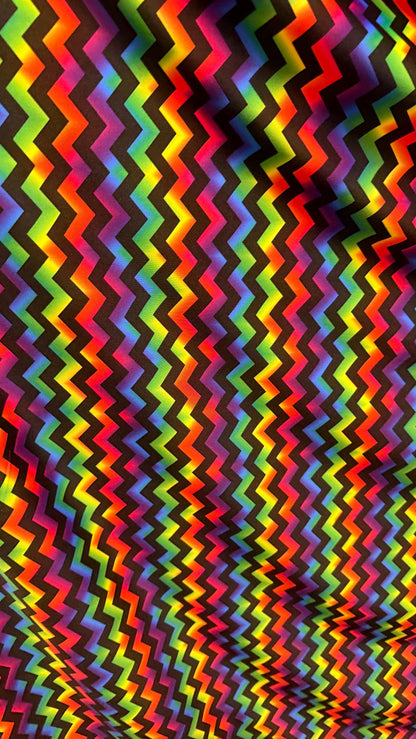 New Rainbow abstract chevron design on nylon spandex 4way Stretch 58/60" Sold by the YD. Ships worldwide from Los Ángeles California USA.