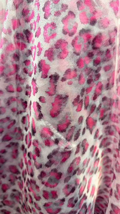 New Exotic Leopard design Lavender/Pink  print on great quality of Cristal Silky Organza non stretch 58/60” Sold by the YD. Ships worldwide