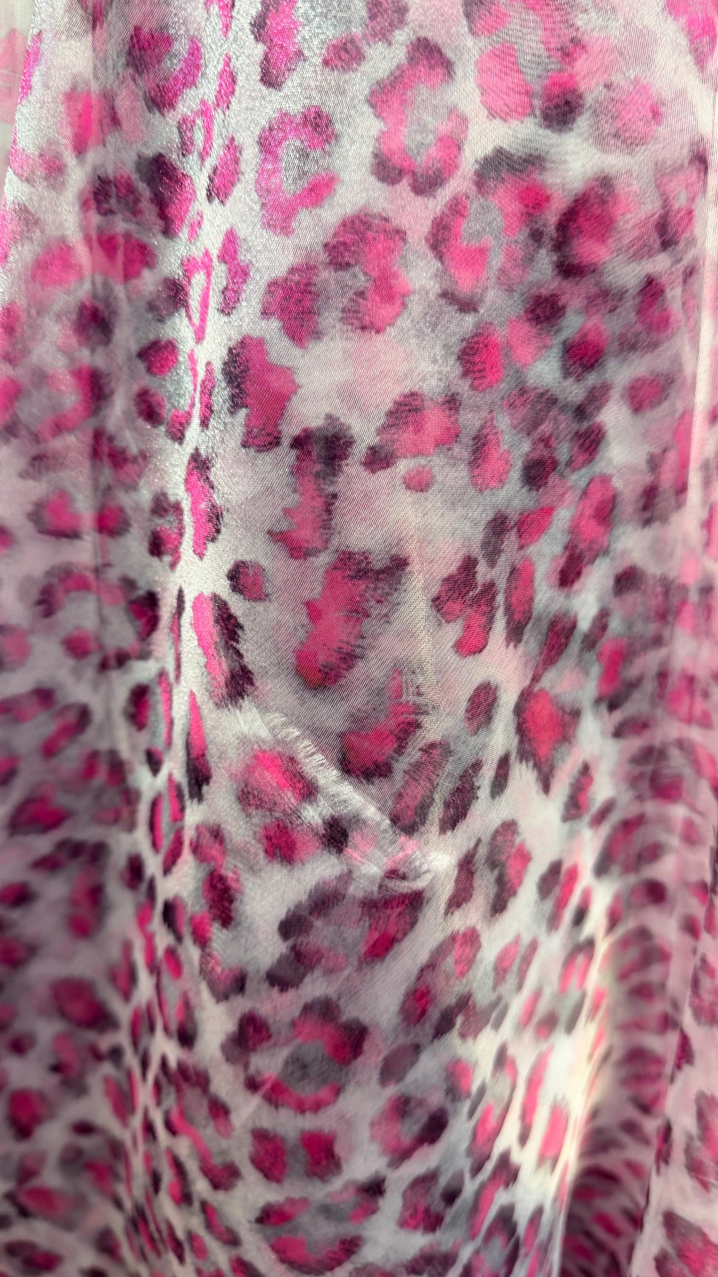 New Exotic Leopard design Lavender/Pink  print on great quality of Cristal Silky Organza non stretch 58/60” Sold by the YD. Ships worldwide