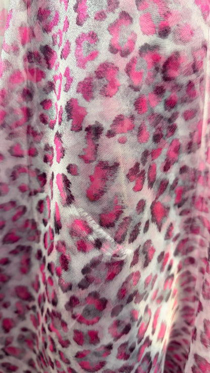 New Exotic Leopard design Lavender/Pink  print on great quality of Cristal Silky Organza non stretch 58/60” Sold by the YD. Ships worldwide