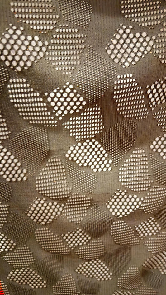 New Geometric patch design Black nylon spandex fishnet 4-way stretch 58/60” Sold by the YD. Ships Worldwide from Los Angeles California USA.