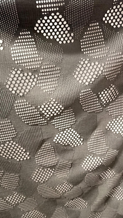 New Geometric patch design Black nylon spandex fishnet 4-way stretch 58/60” Sold by the YD. Ships Worldwide from Los Angeles California USA.