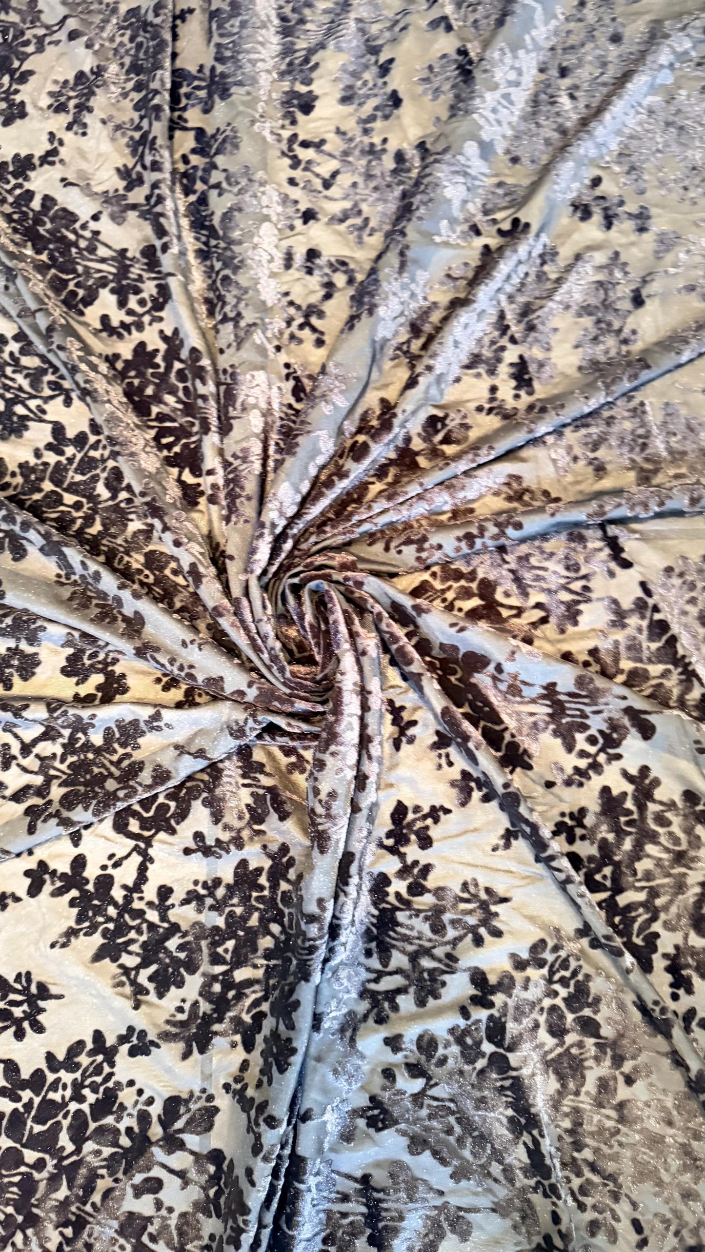 Burnout stretch velvet floral design Black color  Italian High quality 4way stretch 58/50" Sold by the YD. Ships worldwide