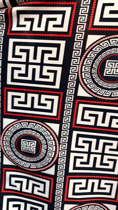 New modern brand fashion design print on poly spandex 4-way stretch 58/60” Sold by the YD. Ships worldwide from Los Angeles California USA.