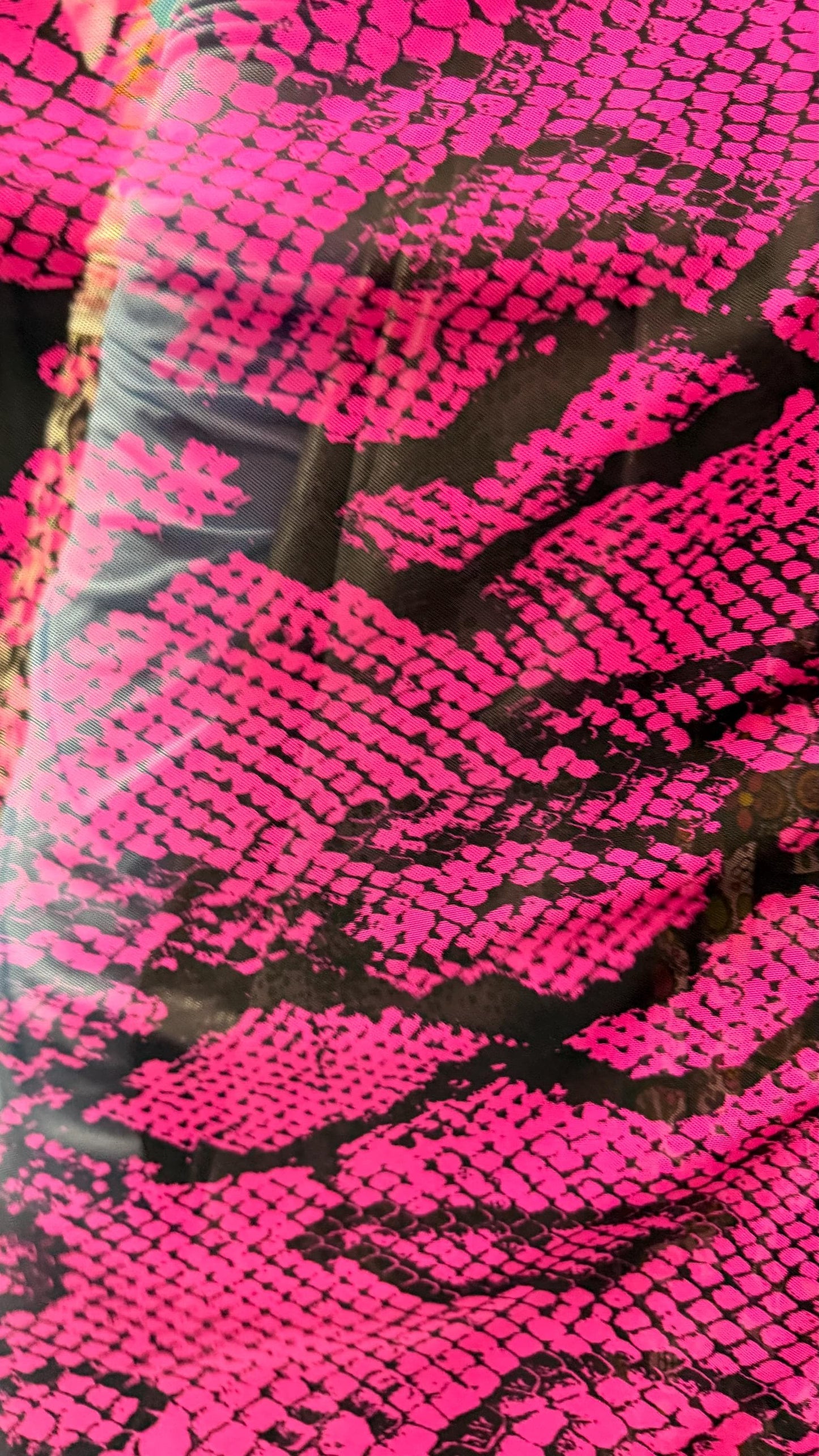New Skin Snake design print on stretch power mesh 4-way stretch 58/60" Sold by the YD. Ships worldwide from Los Ángeles California USA.
