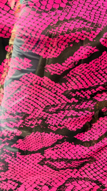 New Skin Snake design print on stretch power mesh 4-way stretch 58/60" Sold by the YD. Ships worldwide from Los Ángeles California USA.
