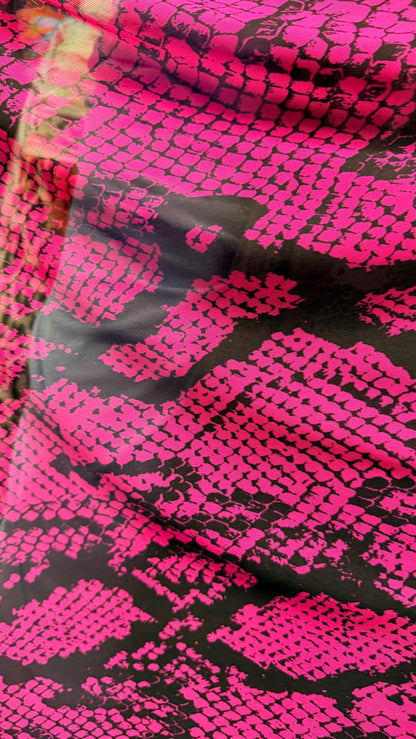 New Skin Snake design print on stretch power mesh 4-way stretch 58/60" Sold by the YD. Ships worldwide from Los Ángeles California USA.