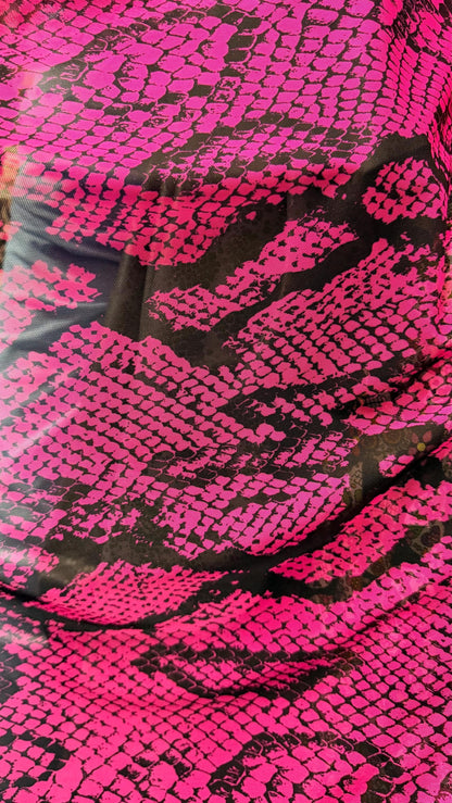 New Skin Snake design print on stretch power mesh 4-way stretch 58/60" Sold by the YD. Ships worldwide from Los Ángeles California USA.