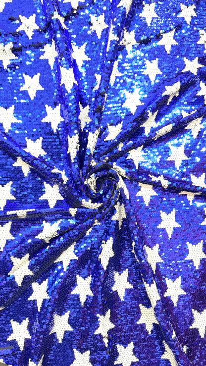 New Freedom stars design shiny sequins embroidered on spandex base 4-way 55/57” Sold by the YD. Ships Worldwide from Los Angeles California