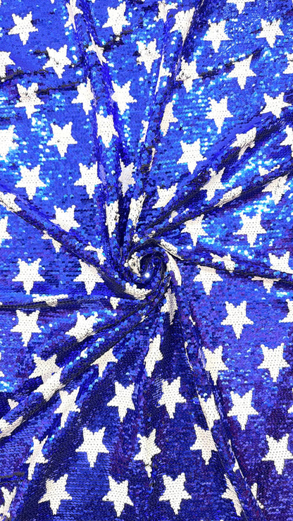 New Freedom stars design shiny sequins embroidered on spandex base 4-way 55/57” Sold by the YD. Ships Worldwide from Los Angeles California