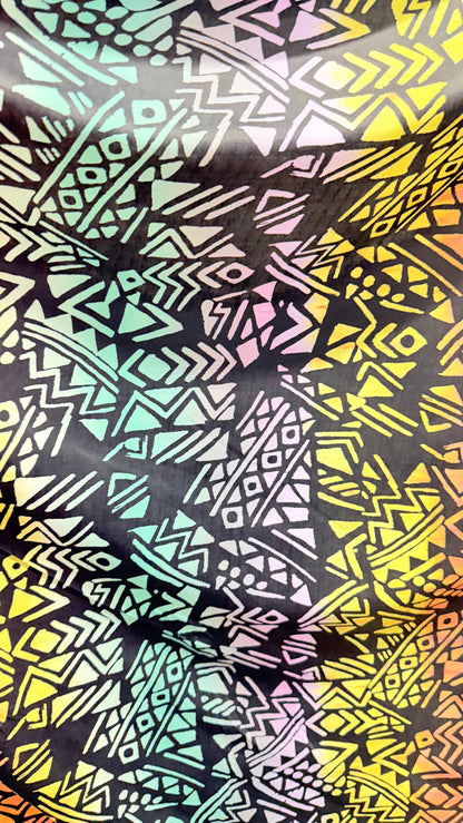 NEW African Abstract design Black Multicolor print on nylon spandex 4-way stretch 58/60” Sold by the YD. Ships Worldwide from Los Angeles CA