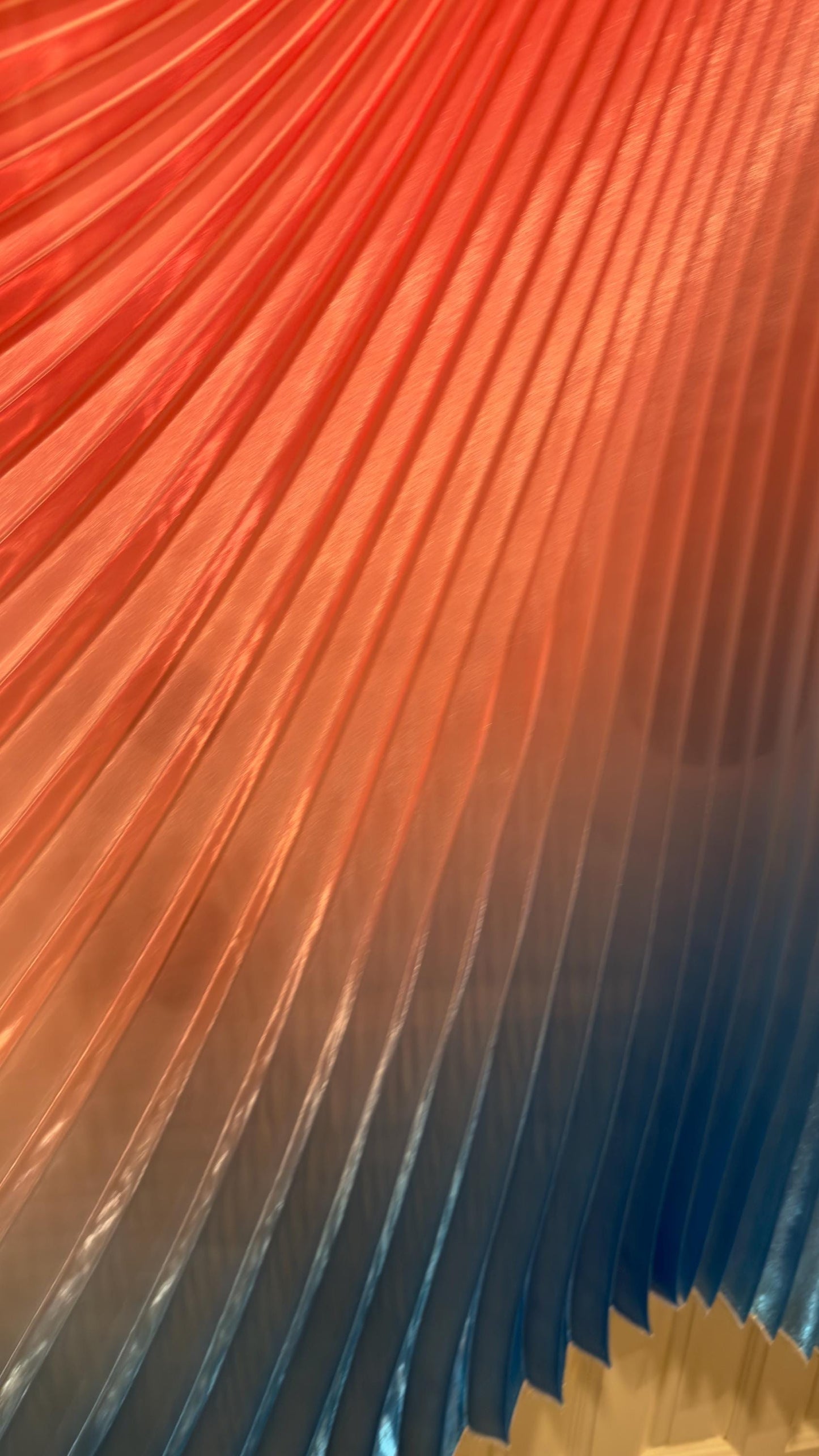 Luxury Ombre sunburst design Red/Sapphire silky organza pleated 3.5 yds length by 60”width Sold by the Peace. Luxury fabrics by AlexLAFabric