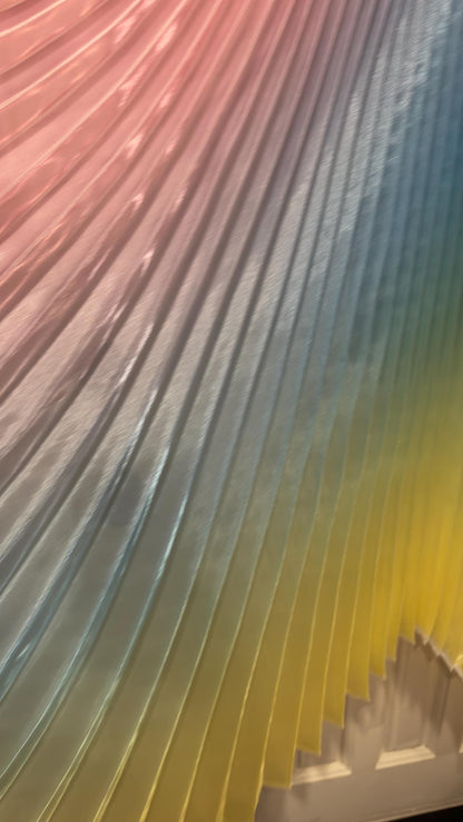 Luxury Ombre sunburst design Rainbow silky organza pleated 3.5 yds length by 60”width Sold by the Peace. Luxury fabrics by AlexLAFabric