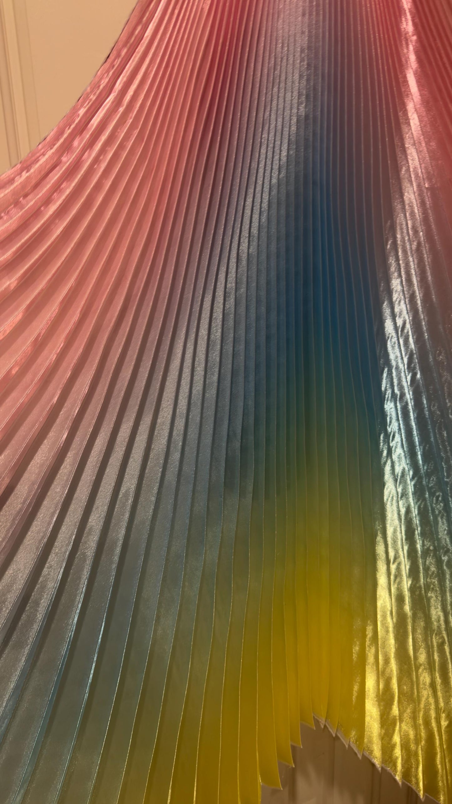 Luxury Ombre sunburst design Rainbow silky organza pleated 3.5 yds length by 60”width Sold by the Peace. Luxury fabrics by AlexLAFabric