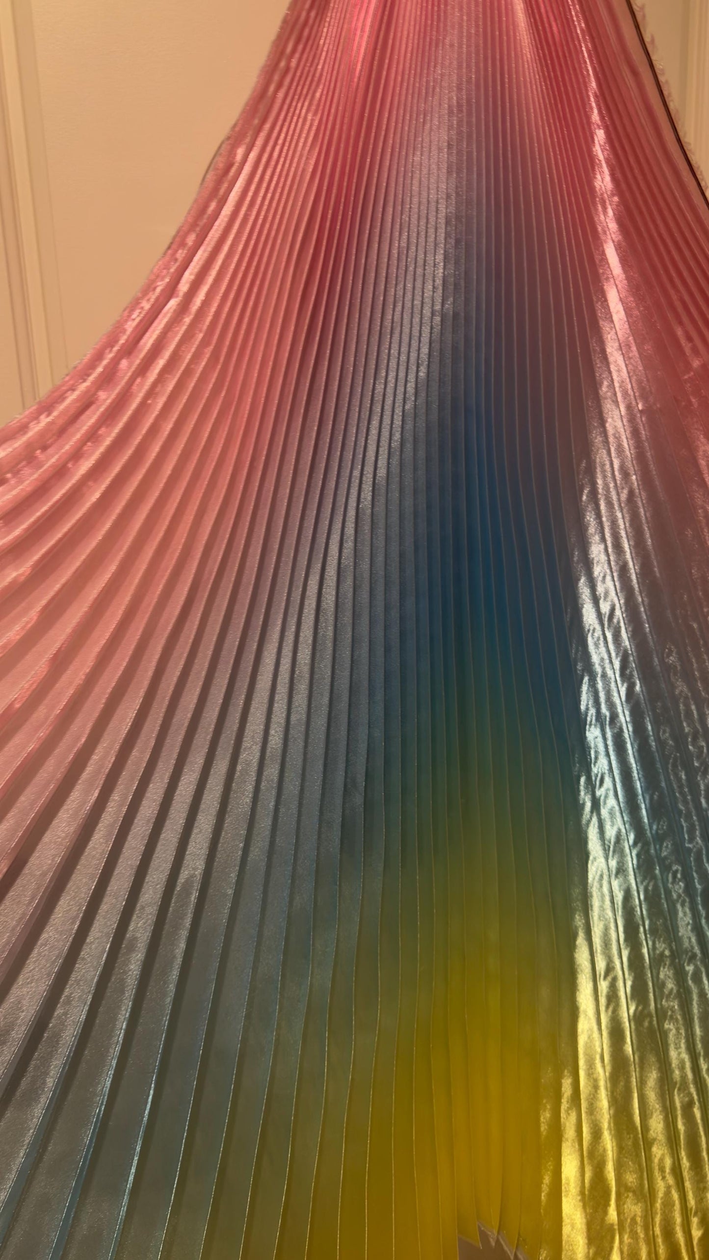Luxury Ombre sunburst design Rainbow silky organza pleated 3.5 yds length by 60”width Sold by the Peace. Luxury fabrics by AlexLAFabric