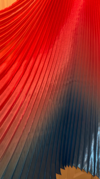 Luxury Ombre sunburst design Red/Fuchsia/Sapphire silky organza pleated 3.5 yds length by 60”width Sold by the Peace by AlexLAFabric