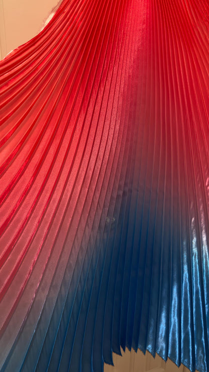 Luxury Ombre sunburst design Red/Fuchsia/Sapphire silky organza pleated 3.5 yds length by 60”width Sold by the Peace by AlexLAFabric