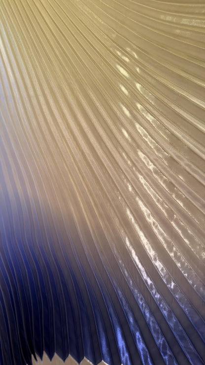 Luxury Ombre sunburst design Yellow/Purple silky organza pleated 3.5 yds length by 60”width Sold by the Peace. Luxury fabrics AlexLAFabric