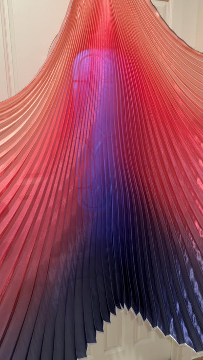 Luxury Ombre sunburst design pink/fuchsia/purple  silky organza pleated 3.5 yds length by 60”width Sold by the Peace fabrics by AlexLAFabric