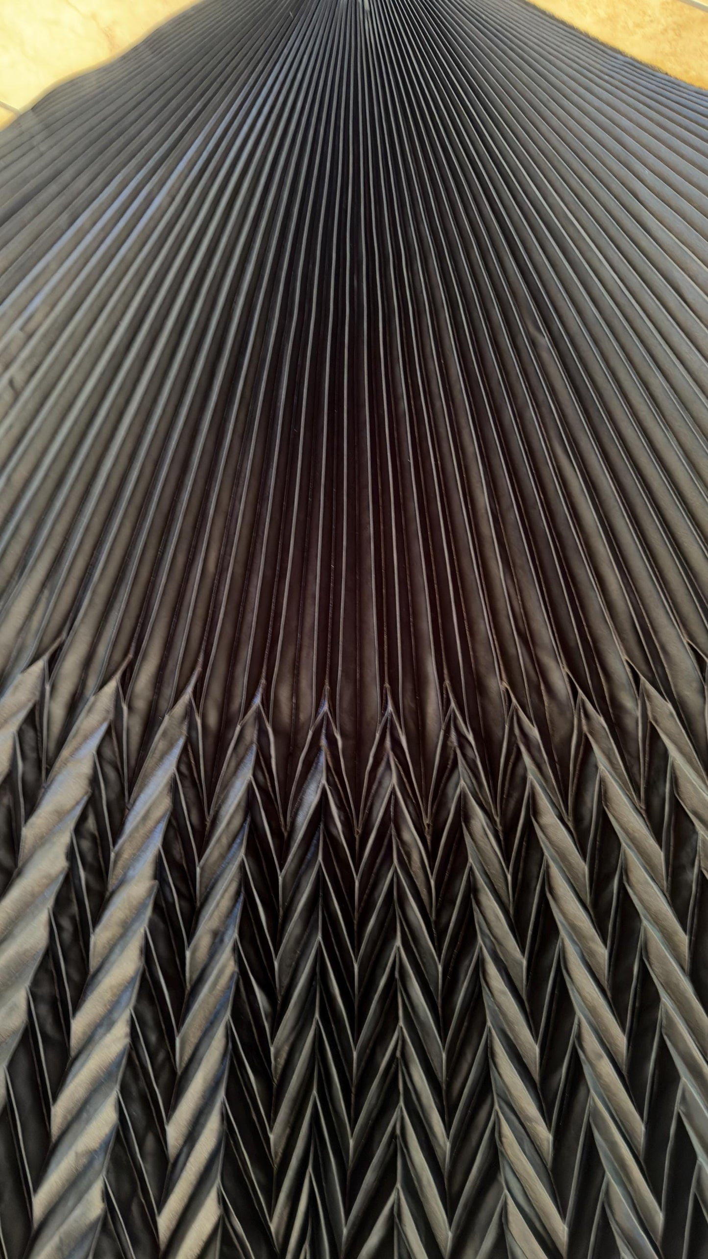 Sunburst Chevron pleated design silky stretch satin 180”  length by 60” width Sold by the PC ships worldwide from Los Angeles California USA