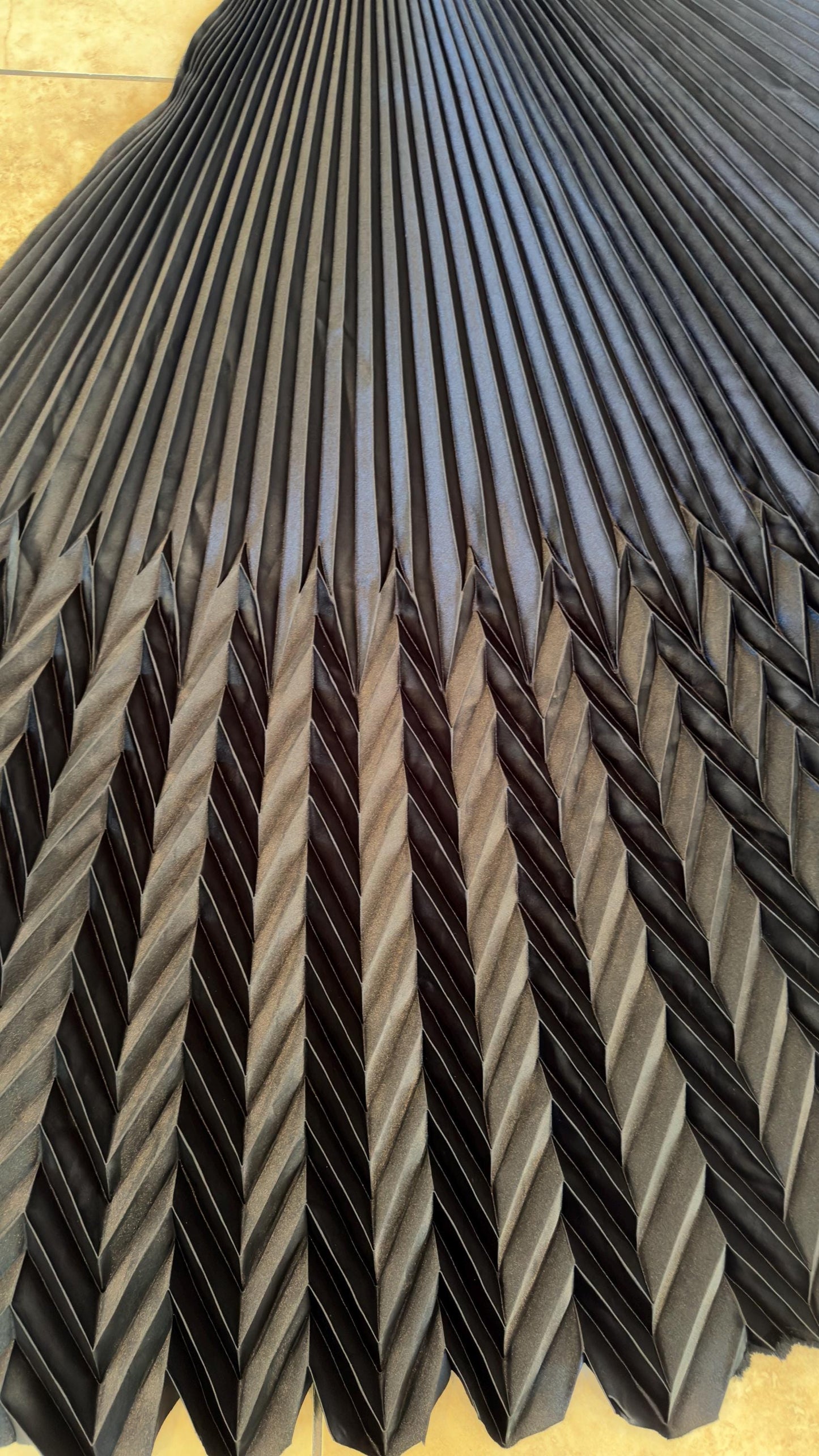 Sunburst Chevron pleated design silky stretch satin 180”  length by 60” width Sold by the PC ships worldwide from Los Angeles California USA