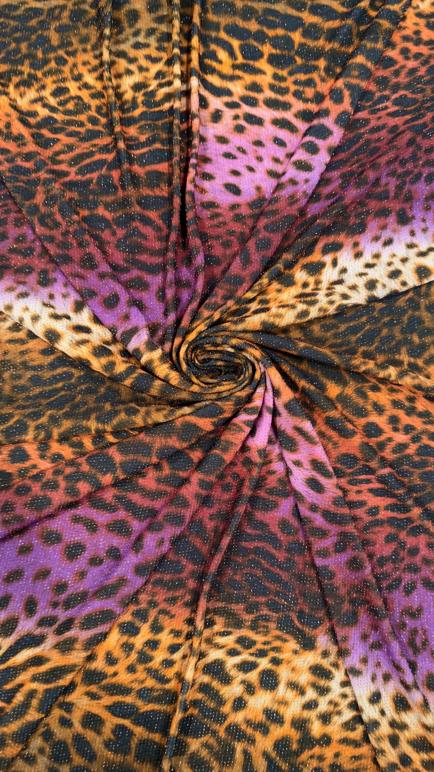 New Exotic Leopard design Metallic Lurex Poly Spandex 4Way Stretch 58/60" Sold BY The YD. Ships Worldwide From Los Angeles California USA.