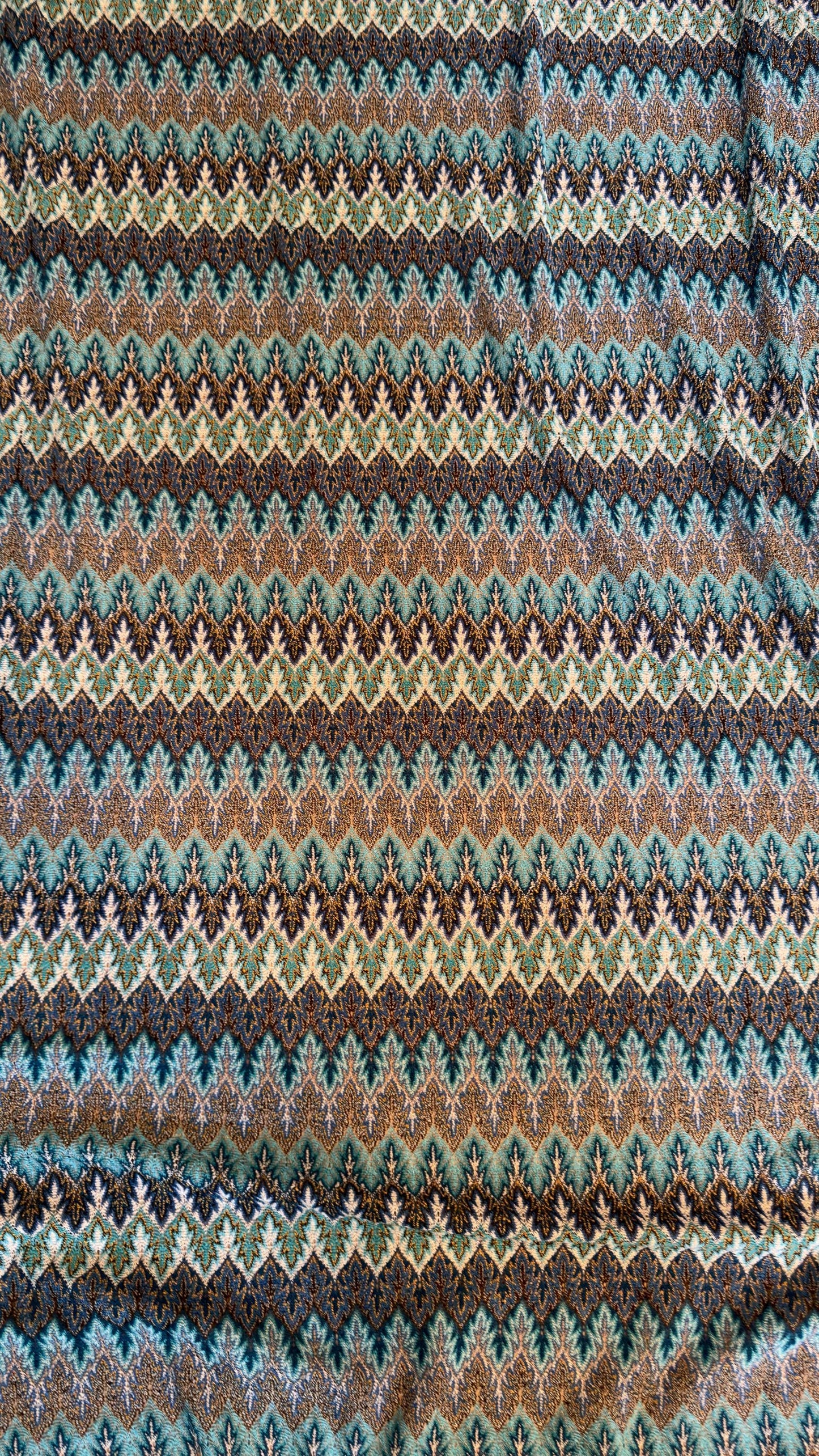 New Lace crochet design Teal/Gold  4-way stretch 58/60” Sold by the YD.