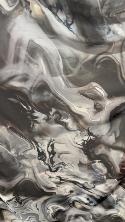 New Marble abstract design Gray/white print on power mesh nylon spandex 4-way stretch 58/60”