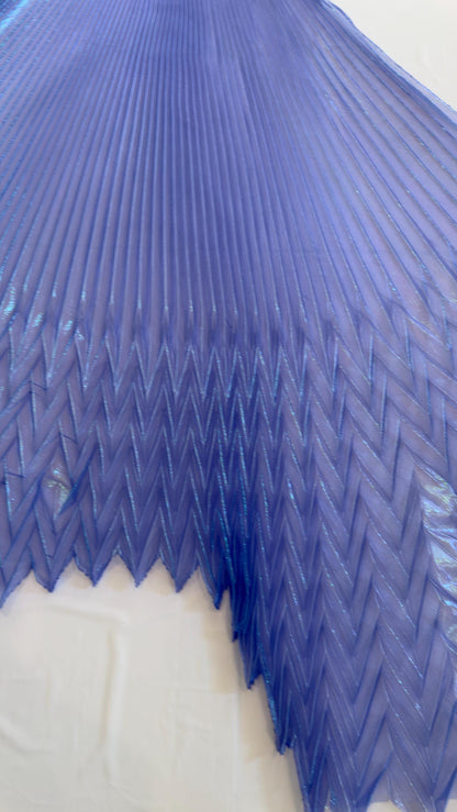 Sunburst Chevron pleated iridescent metallic organza 162” length by 56” width Sold by the PC ships worldwide from Los Angeles California USA
