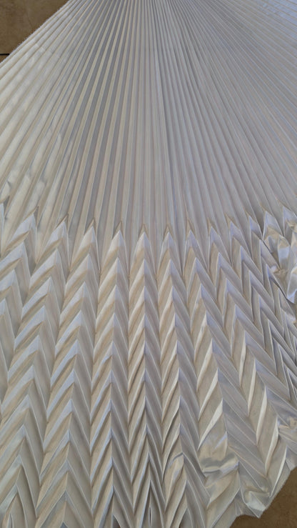 Sunburst pleated Chevron design Super Shiny Silky Satin  stretch 180” length by 60” width Sold by the PC. Ships worldwide from Los Angeles