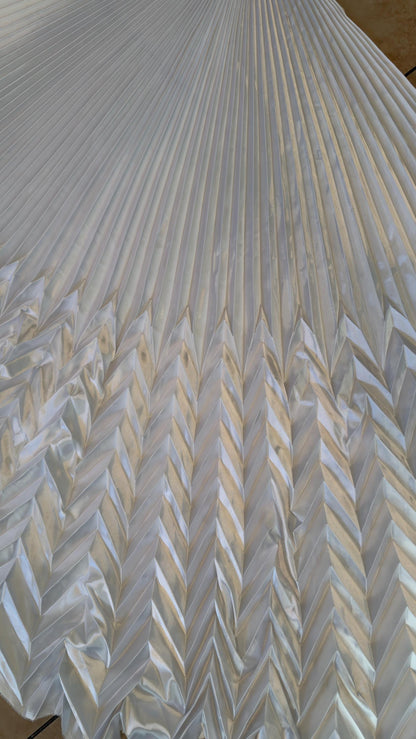 Sunburst pleated Chevron design Super Shiny Silky Satin  stretch 180” length by 60” width Sold by the PC. Ships worldwide from Los Angeles