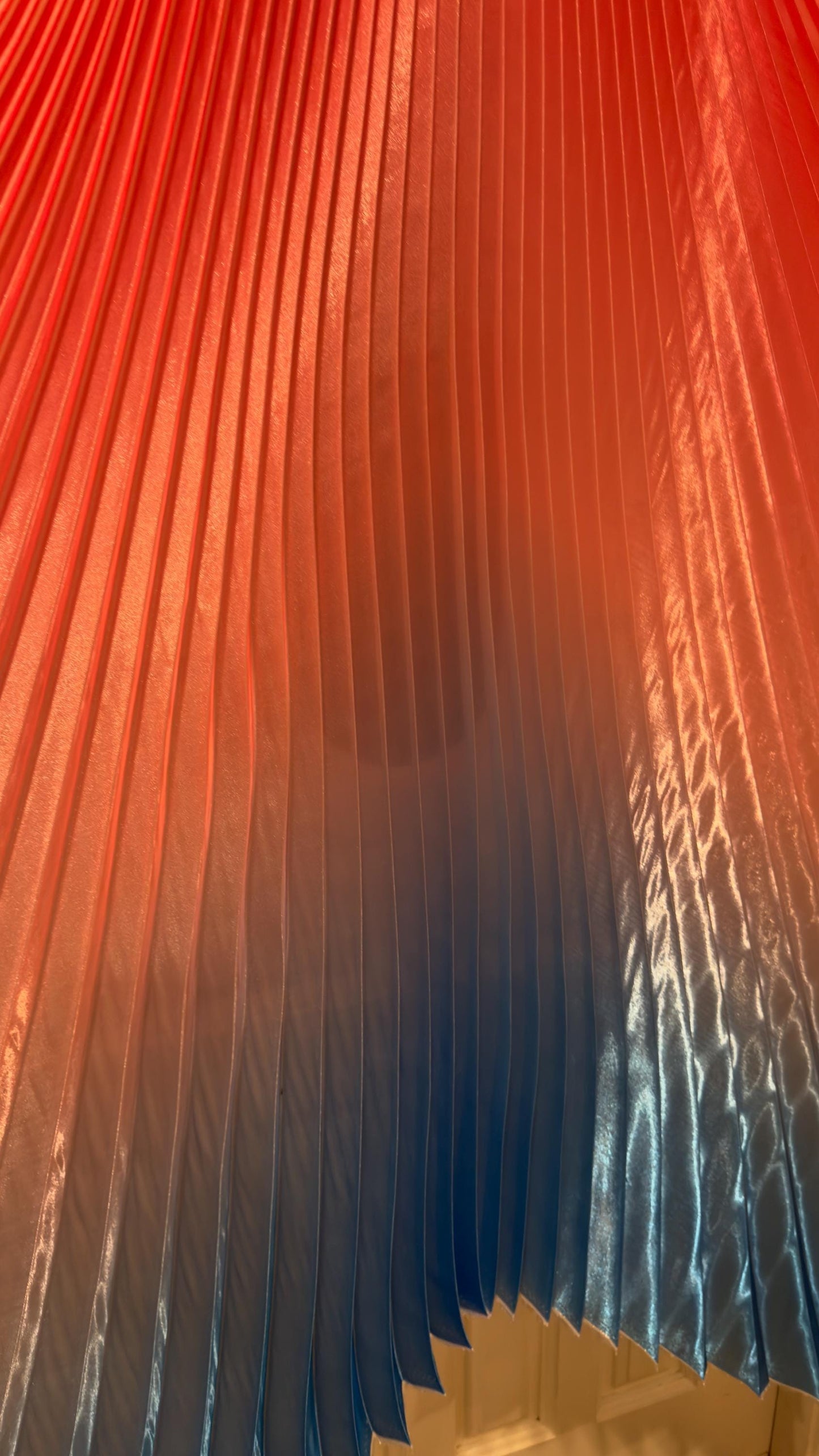 Luxury Ombre sunburst design Red/Sapphire silky organza pleated 3.5 yds length by 60”width Sold by the Peace. Luxury fabrics by AlexLAFabric