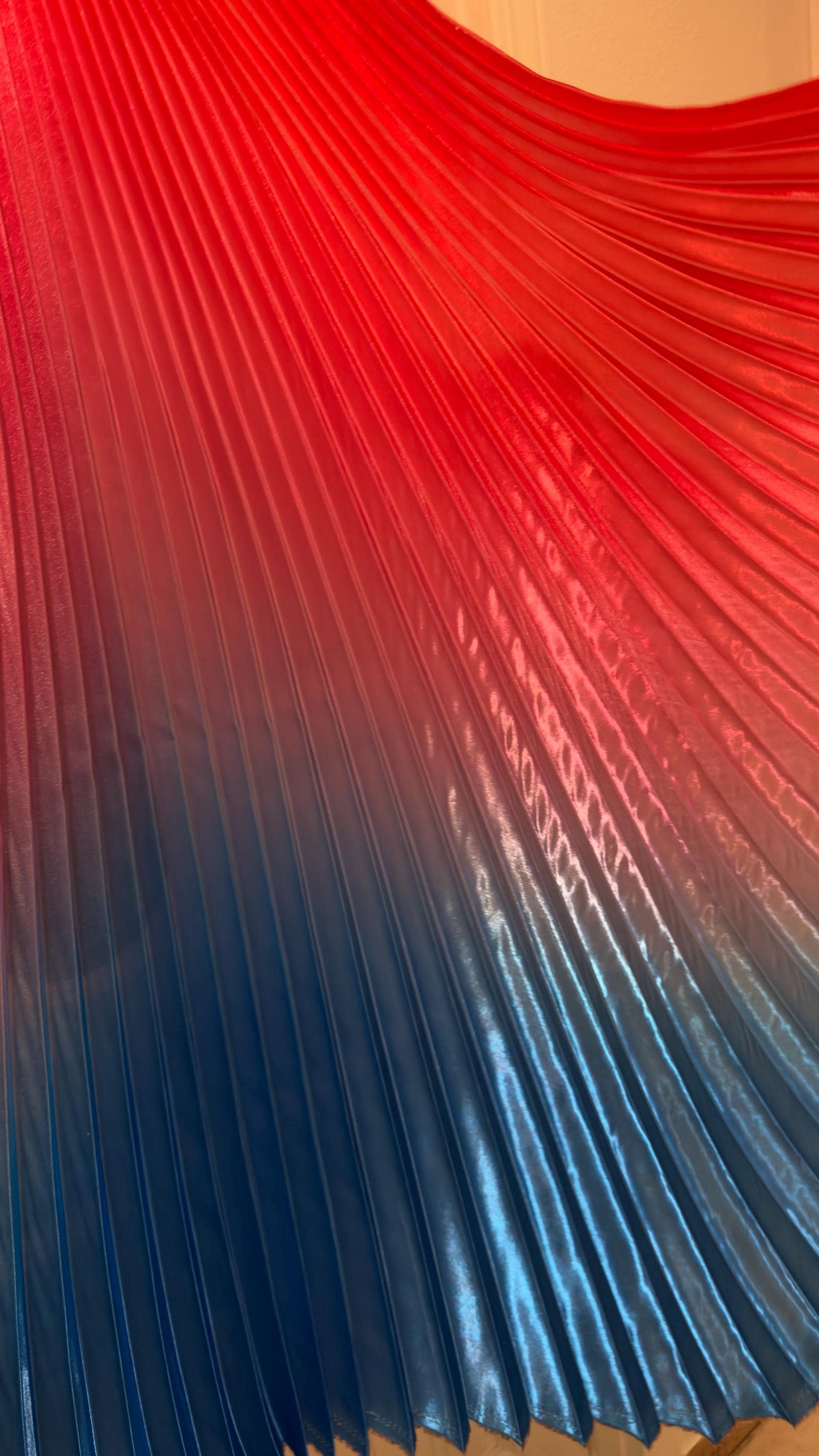 Luxury Ombre sunburst design Red/Fuchsia/Sapphire silky organza pleated 3.5 yds length by 60”width Sold by the Peace by AlexLAFabric