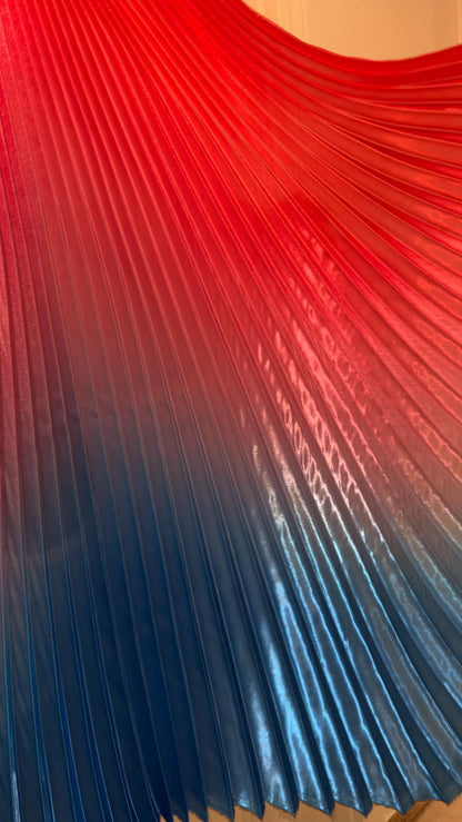 Luxury Ombre sunburst design Red/Fuchsia/Sapphire silky organza pleated 3.5 yds length by 60”width Sold by the Peace by AlexLAFabric