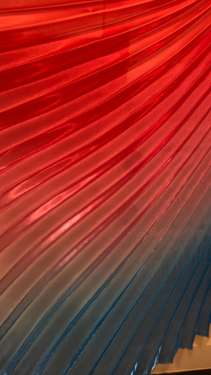 Luxury Ombre sunburst design Red/Fuchsia/Sapphire silky organza pleated 3.5 yds length by 60”width Sold by the Peace by AlexLAFabric