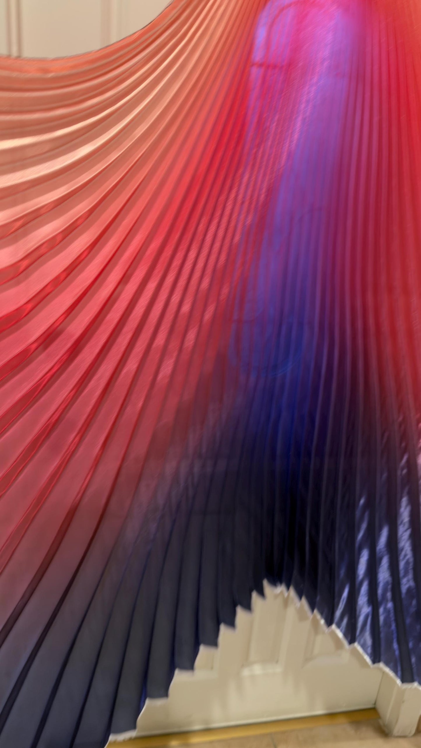 Luxury Ombre sunburst design pink/fuchsia/purple  silky organza pleated 3.5 yds length by 60”width Sold by the Peace fabrics by AlexLAFabric
