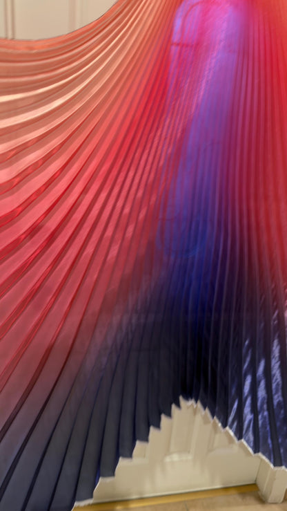 Luxury Ombre sunburst design pink/fuchsia/purple  silky organza pleated 3.5 yds length by 60”width Sold by the Peace fabrics by AlexLAFabric