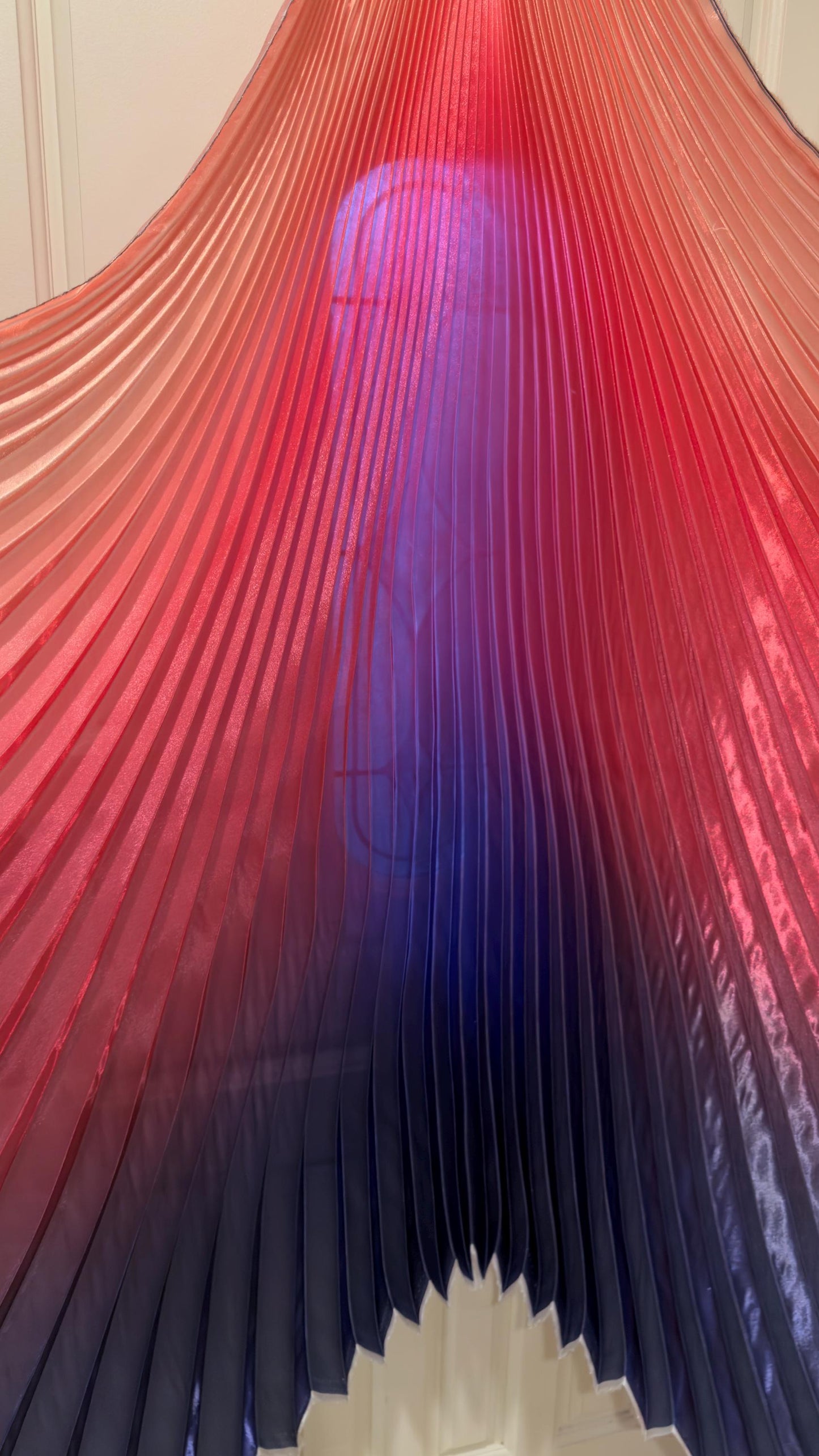 Luxury Ombre sunburst design pink/fuchsia/purple  silky organza pleated 3.5 yds length by 60”width Sold by the Peace fabrics by AlexLAFabric