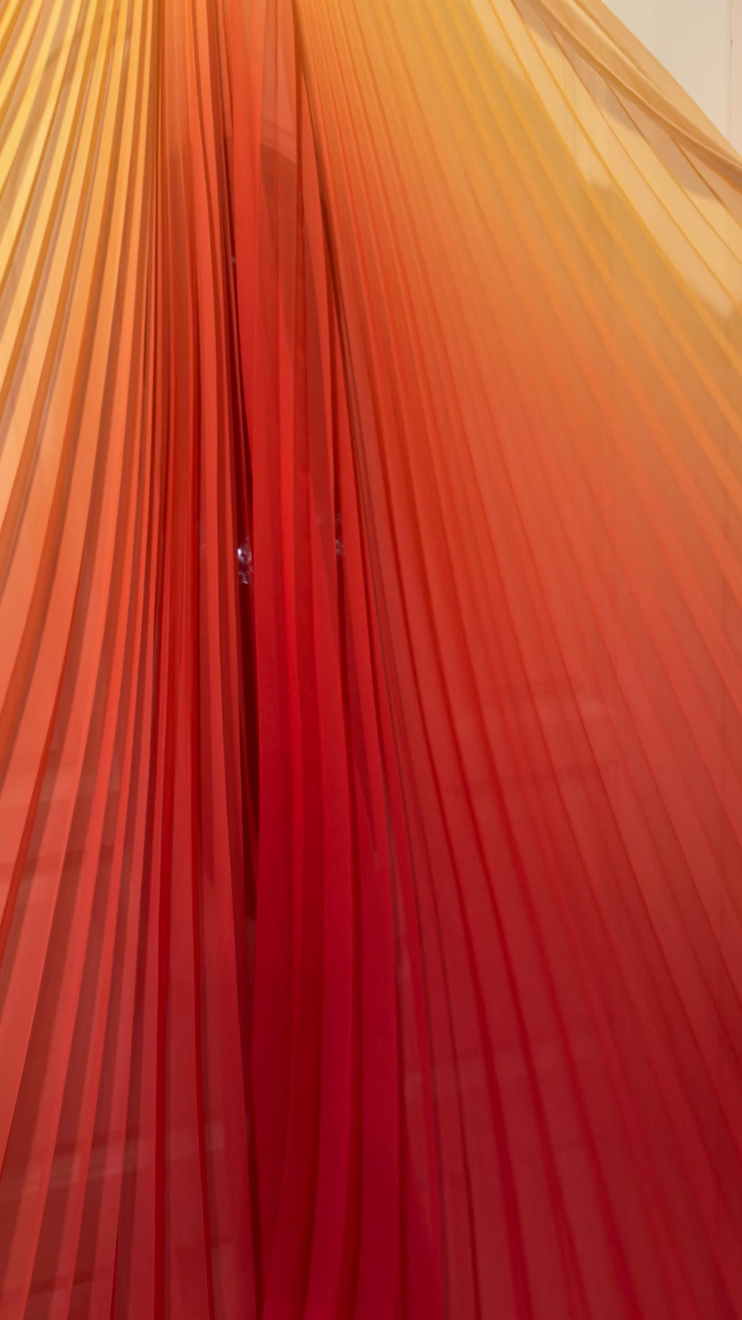 New Ombre Sunburst design Yellow/Red Orange silky chiffon 108”X60” Sold by the Piece. Ships Worldwide from Los Angeles California USA