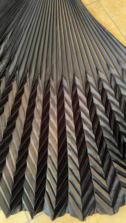 Sunburst Chevron pleated design silky stretch satin 180”  length by 60” width Sold by the PC ships worldwide from Los Angeles California USA