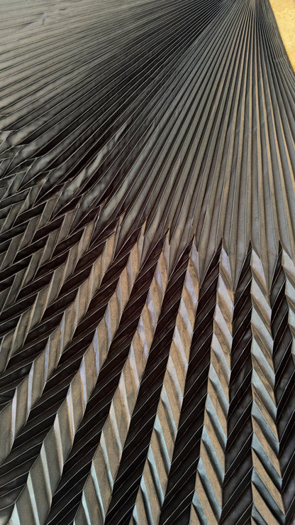 Sunburst Chevron pleated design silky stretch satin 180”  length by 60” width Sold by the PC ships worldwide from Los Angeles California USA