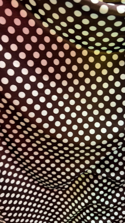 New polka dots design Blue/black on great quality of nylon spandex 4-way stretch 58/60” Sold by the YD. Ships worldwide from Los Angeles CA